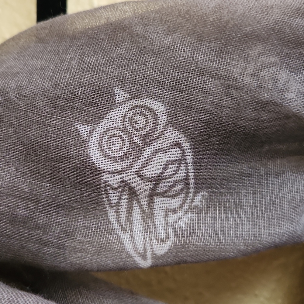 Gray Owl Patterned Sheer Infinity Scarf Fall Wint… - image 2